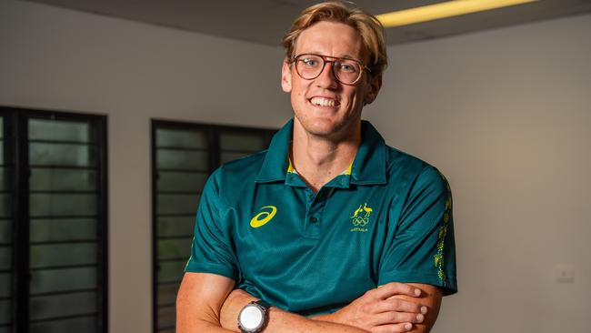 Mack Horton as the Olympians visit Katherine High School as part of the Olympics Unleashed program. Picture: Pema Tamang Pakhrin