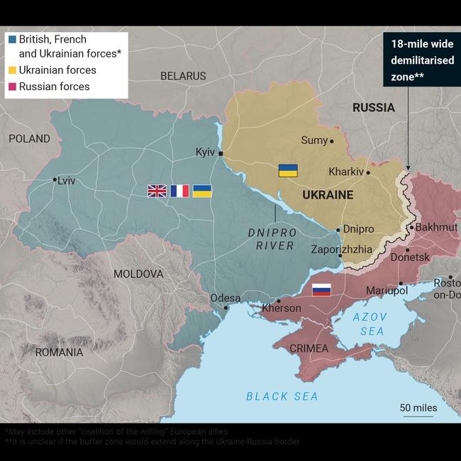 Kellog's vision of post-conflict Ukraine. Graphic: The Times and Sunday Times