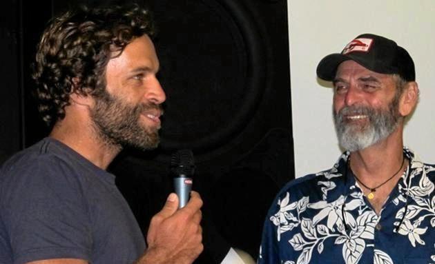TWO JACKS: Singer and surfer Jack Johnson (left) with legendary filmmaker Jack McCoy at a screening of A Deeper Shade of Blue. Picture: tal Rix