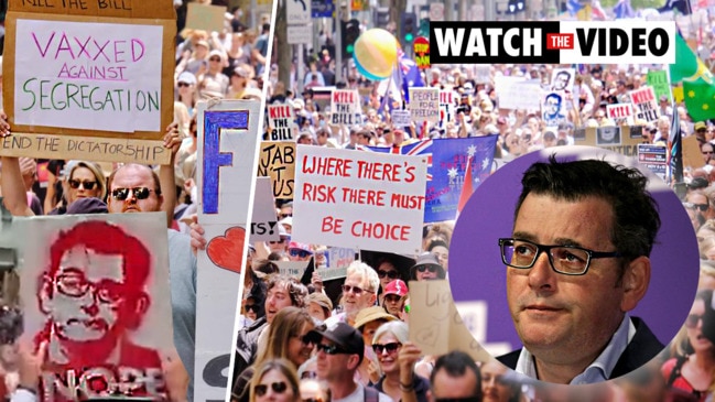 Victorian anti-vaccine protesters rally against Dan Andrews