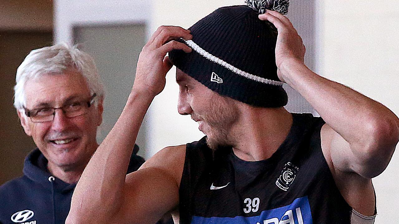 Thomas enjoyed a strong bond with former coach Mick Malthouse. Picture: Wayne Ludbey