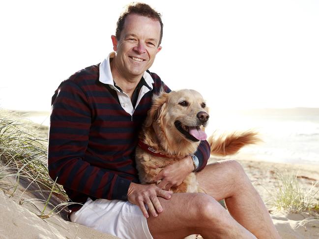 Mark Speakman with his dog Lucy. He says he plans to get the Liberals back into power in four years. Picture: Tim Hunter.