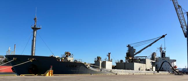 Luga recently discharged 28,000 tonnes of cement at the Townsville Port. Picture: Supplied.