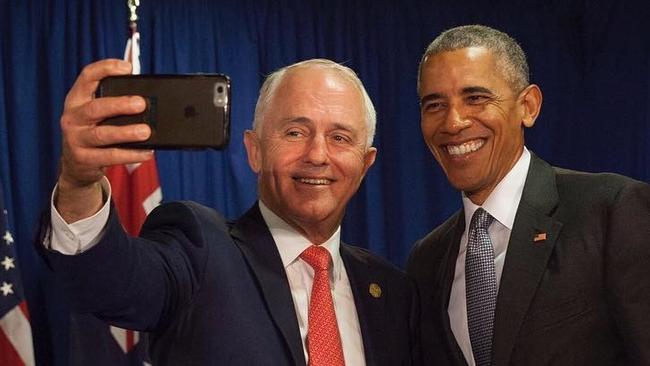 Mr Obama with Malcolm Turnbull in Peru.