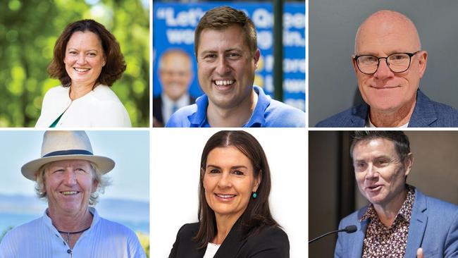 BOWMAN candidates for the federal election 2022: clockwise from top left: ALP's Donisha Duff; LNP's Henry Pike; The New Liberal's Phil Johnson; outgoing MP Andrew Laming; United Australia Party's Mary-Jane Stevens; and The Greens Ian Mazlin.