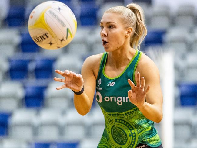 Australian Diamonds train ahead of their World Cup appearance in South Africa. KATE MOLONEY. Picture: Jake Nowakowski
