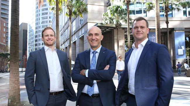 Will (left) and Daniel (right) Roberts and new Iris CEO Jason Conroy. Picture: Britta Campion