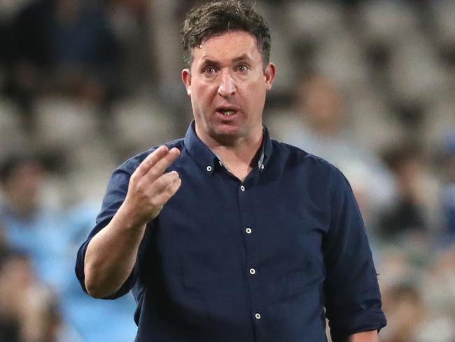 Coach of the Roar Robbie Fowler gestures during the Round 9 A-League match between Sydney FC and Brisbane Roar at Netstrata Jubilee Stadium in Sydney, Saturday, December 7, 2019. (AAP Image/Jeremy Ng) NO ARCHIVING, EDITORIAL USE ONLY
