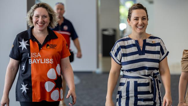 Chief Minister Lia Finocchiaro was often seen with CLP candidate for Solomon Lisa Bayliss throughout the election campaign. Picture: Pema Tamang Pakhrin