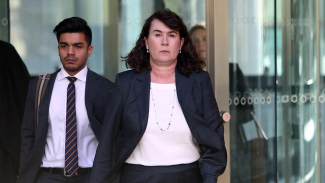 Former CommInsure head Helen Troup leaves the royal commission in Melbourne yesterday. Picture: Aaron Francis