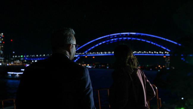 Prime Minister of New Zealand Jacinda Ardern met with Prime Minister Anthony Albanese at Kirribilli House, where the two watched the Vivid light show. Picture: Supplied