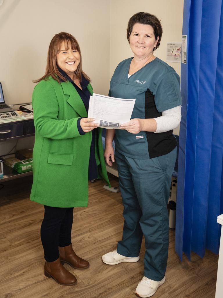 Bowel Diagnostics Therapy Centre Toowoomba practice manager Kayla Ferguson (left) and bowel nurse Sharyn MacLachlan. Picture: Kevin Farmer