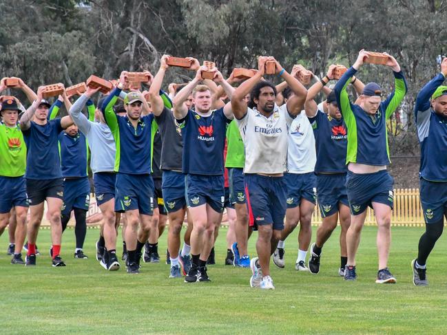 EMBARGOED FOR SUNDAY TELE  OCT 6Canberra Raiders go hard at their pre-season training camp. Story Michael Carayannis.Supplied 30/09/19