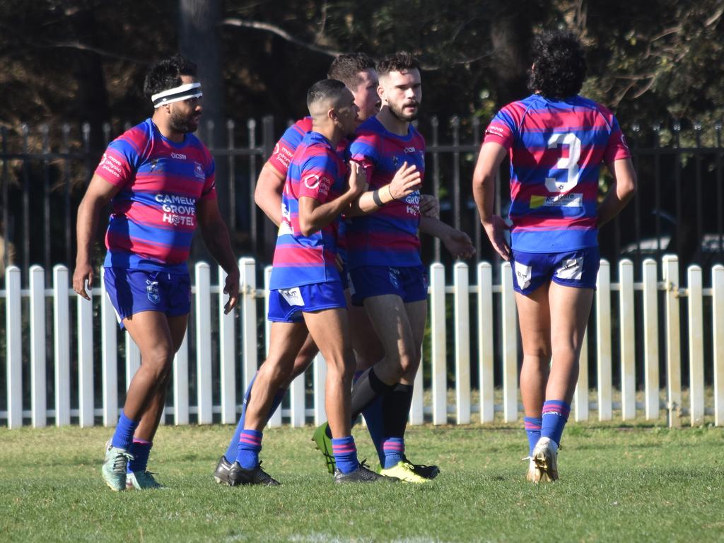 Rovers celebrate a Jayden Riley try. Picture: Sean Teuma