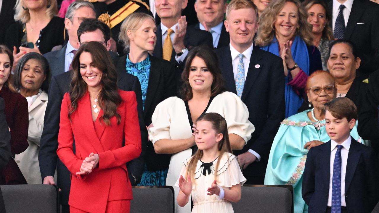 Catherine, Princess of Wales, Princess Eugenie, Princess Charlotte of Wales and Prince George of Wales during the Coronation concert. Picture: Getty Images