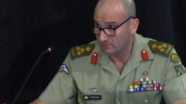 3rd Brigade Commander Brigadier Kahlil Fegan gives evidence before the Royal Commission.