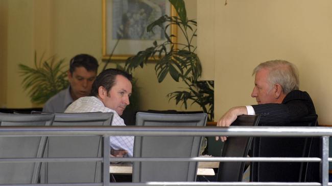 Then Attorney General Jim McGinty with McGowan in a Stirling Street cafe in 2008.