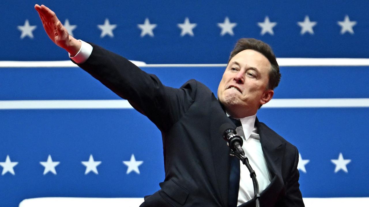 Elon Musk’s gesture. Picture: Angela Weiss/AFP