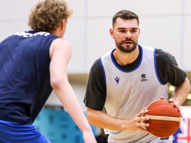 In-form Adelaide 36ers big man Isaac Humphries is in the mix to play for the Boomers later this month. Picture: Supplied