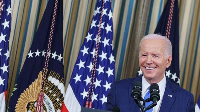 For A Democratic President the day after the Democrats suffered electoral losses, President Joe Biden was chirpy. (Photo by Mandel NGAN / AFP)