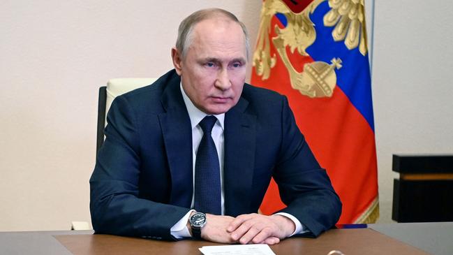 Russian President Vladimir Putin chairs a meeting with members of the Security Council. Picture: Andrey Gorshkov/SPUTNIK/AFP