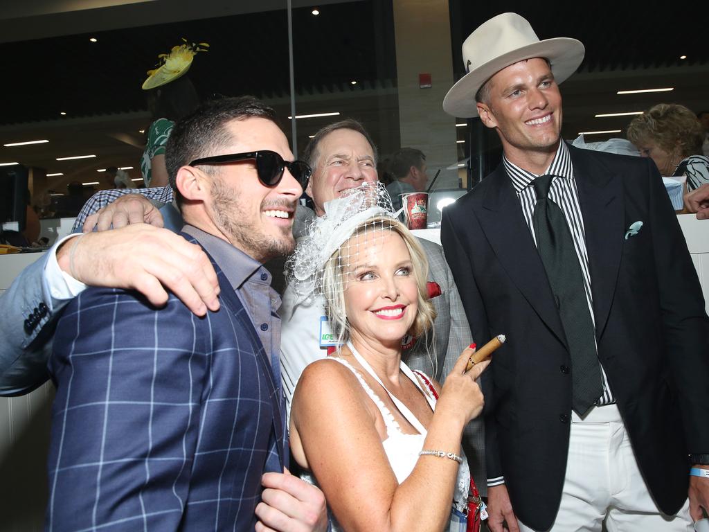 Danny Amendola, Linda Holliday, Bill Belichick and Tom Brady before they went their separate ways.