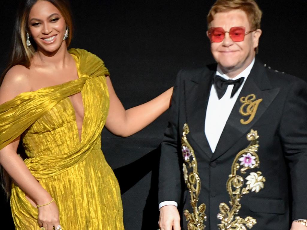 LONDON, ENGLAND — JULY 14: Beyonce Knowles-Carter and Sir Elton John attend the London Premiere of Disney's The Lion King. Picture: Getty Images