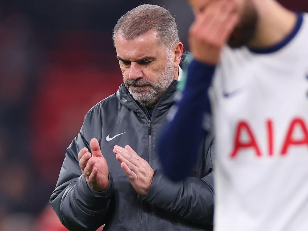 A dejected Ange Postecoglou Carabao Cup semi final loss. Picture: Robbie Jay Barratt – AMA/Getty Images