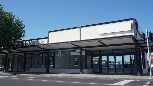 Newly built, untenanted shop fonts on Commercial Street East in Mount Gambier.