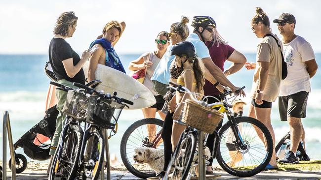 People out and about at Burleigh Heads. Picture: Nigel Hallett