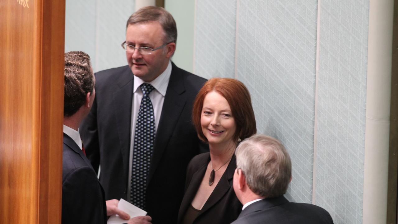 Anthony Albanese pictured with Julia Gillard at Parliament House in Canberra in 2010. Picture: Gary Ramage