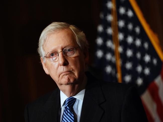 Mr Trump took particular aim at Senate Republican leader Mitch McConnell during his speech on Saturday night. Picture: Kevin Dietsch/AFP