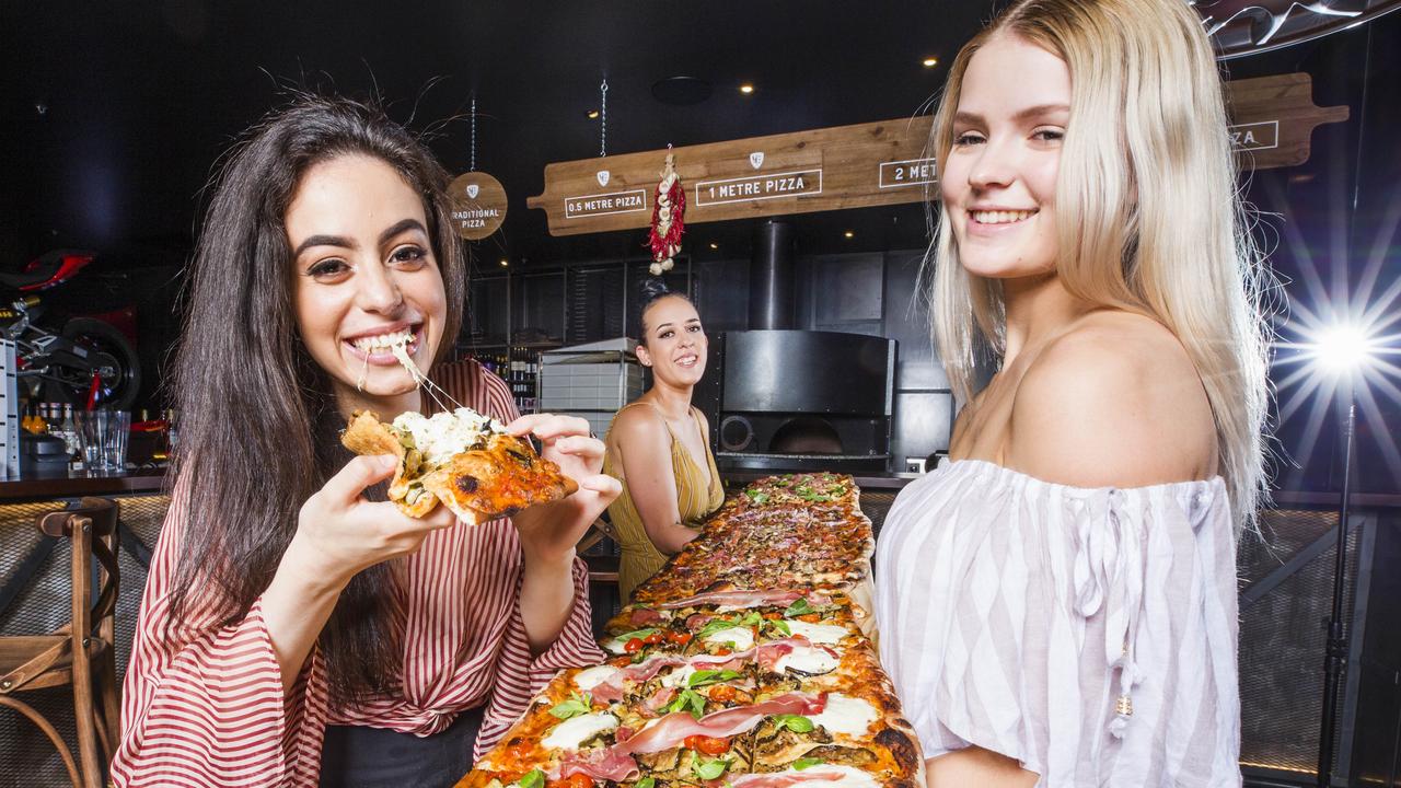 The iconic three metre pizza at the Criniti's' in Brisbane that is now closed. Picture: Lachie Millard.