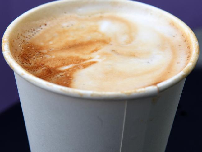 MELBOURNE, AUSTRALIA - NewsWire Photos MARCH 15, 2022: Generic images of flat white coffee in take away cup. Picture: NCA NewsWire / Andrew Henshaw