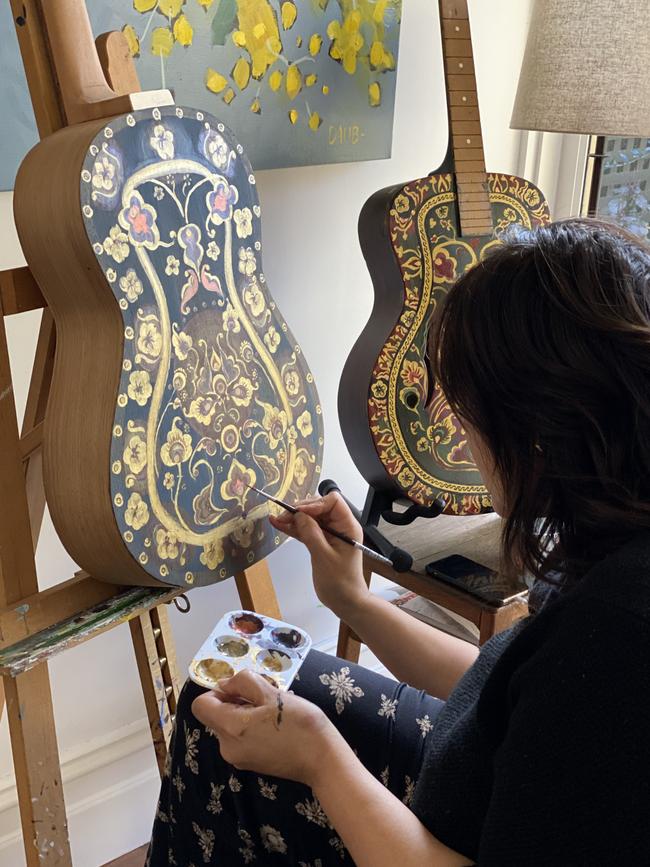 Kate Ceberano has painted guitars by commission. Picture: Lee Rogers