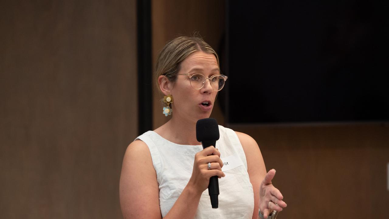 Dr Elise Davey speaks at a rally to save the maternity unit. Picture: Brad Fleet<b/>