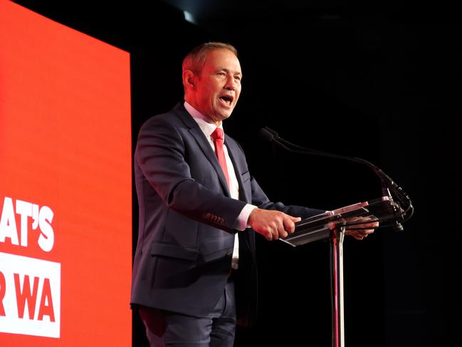 Western Australia Premier, Roger Cook speaks during the WA Labor’s 2025 State Election Campaign Launch in Perth, Sunday, February 23, 2025. Picture: Paul Garvey / The Australian