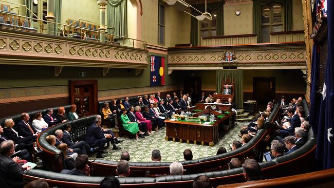 NSW Treasurer Daniel Mookhey delivers the 2023/24 NSW State Budget in the Legislative Assembly at NSW State Parliament in Sydney. Picture: NCA NewsWire