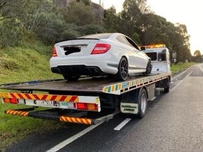 A man has had his car impounded after allegedly hitting 200km/h while racing with another car on a Melbourne freeway. Supplied by Victoria Police