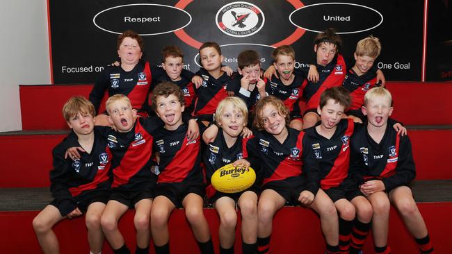 Newtown Chilwell Jones under-9 football team pull their funniest faces. Picture: Alan Barber