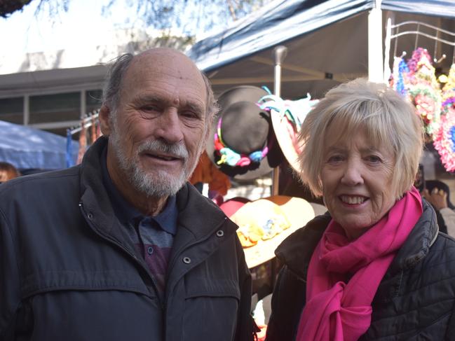 Tom and Lois Strickland picked up a bargain or two at the Jumpers and Jazz artisan markets at the Warwick Art Gallery on July 17, 2021.