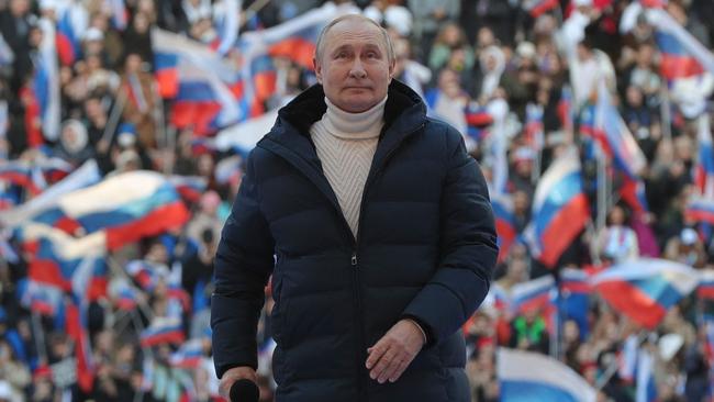 Vladimir Putin marks the eighth anniversary of Russia's annexation of Crimea in Moscow on March 18. Picture: AFP