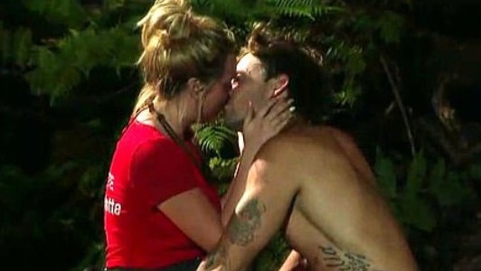 Charlotte Crosby and Ryan Gallagher on I’m A Celebrity … Get Me Out Of Here! in 2020. Picture: Supplied/Channel 10