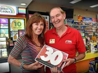 WINNERS: Carmel and Michael Parkinson are celebrating 30 years of owning newsagents on the Coast. Picture: Patrick Woods