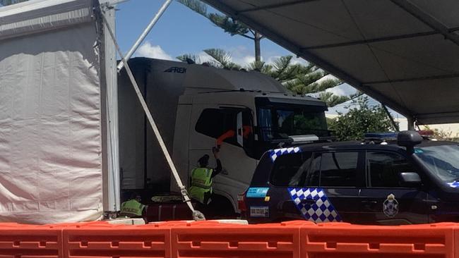 The new marquees at the border checkpoint at Bilinga. Picture: Greg Stolz