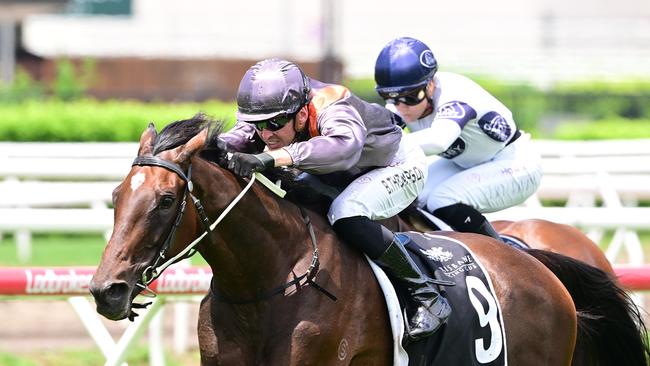 Bedford Square ridden by Ben Thompson for Jack Bruce takes out races two at Eagle Farm. Picture: Grant Peters, Trackside Photography.