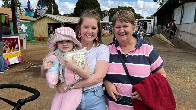 Ivy McCracken, Kirsty Couley and Colleen Couley at the Kingaroy Show on Saturday, May 3 2025