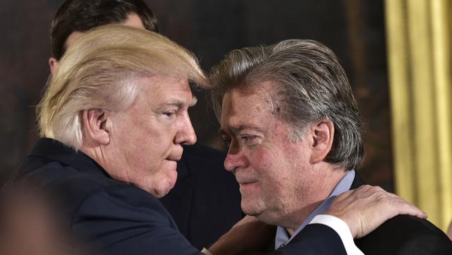 Then US President Donald Trump (L) and Stephen Bannon.