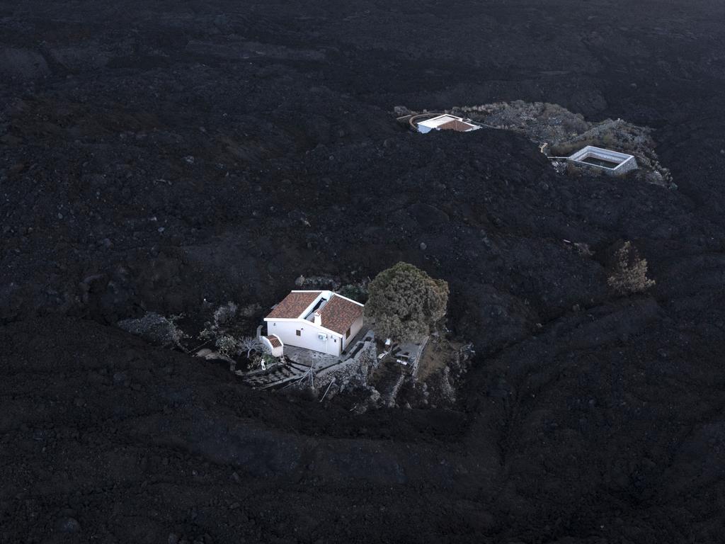 Homes covered by ash on La Palma. Picture: Dan Kitwood/Getty Images