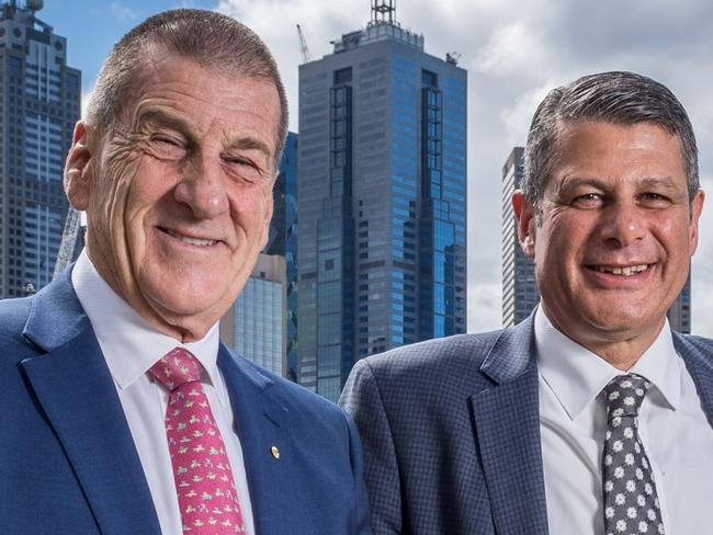 WARNING HERALD SUN PREMIUM LOCKED CONTENT: NO THE AUSTRALIAN/NO NEWS.COM/NO SKYNEWS/NO THE WESTERN AUSTRALIAN. WARNING Former Victorian Premiers and political opponents Jeff Kennett and Steve Bracks. Melbourne. Australia. 3 October 2019 Picture: Jake Nowakowski